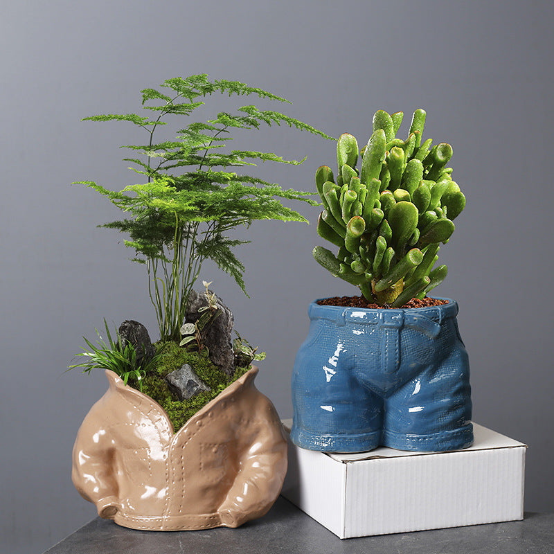 Brown Denim Plant Pots Mini Indoor Planters Creative Birthday Gifts