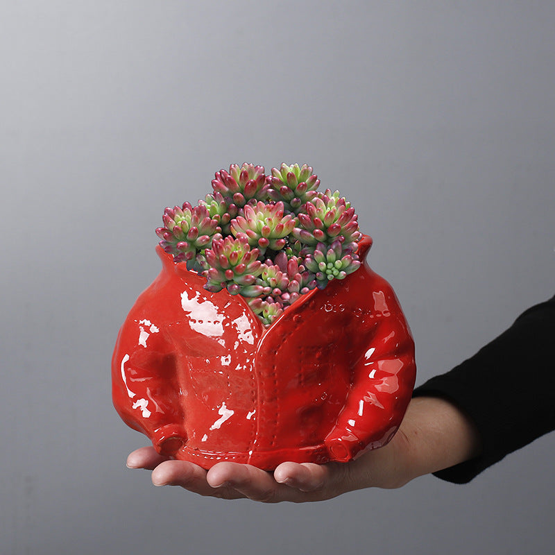 Red Denim Plant Pots Mini Indoor Planters Creative Birthday Gifts