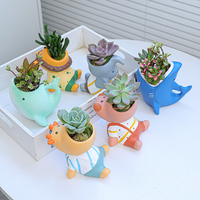 Lovely Cartoon Puppy Ceramic Plant Pot Indoor Succulent Planter Creative Decor