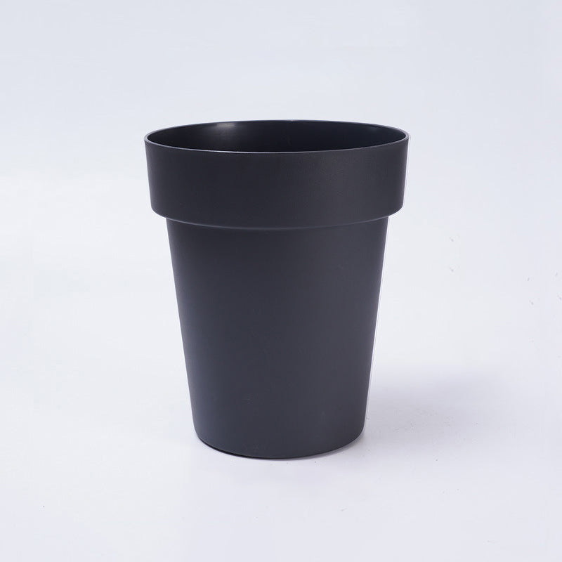 Gray-black Plastic Plant Pots Modern Decorative Planters Indoor Outdoor Flowerpots