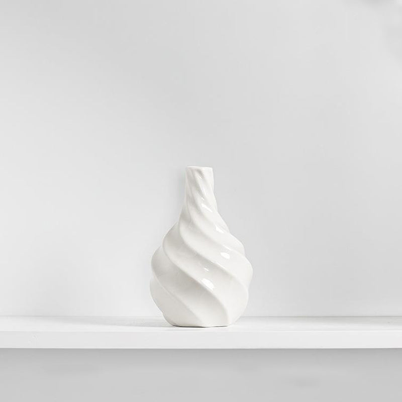 Cream White Oblique Texture Vase Modern Creative Home Decor