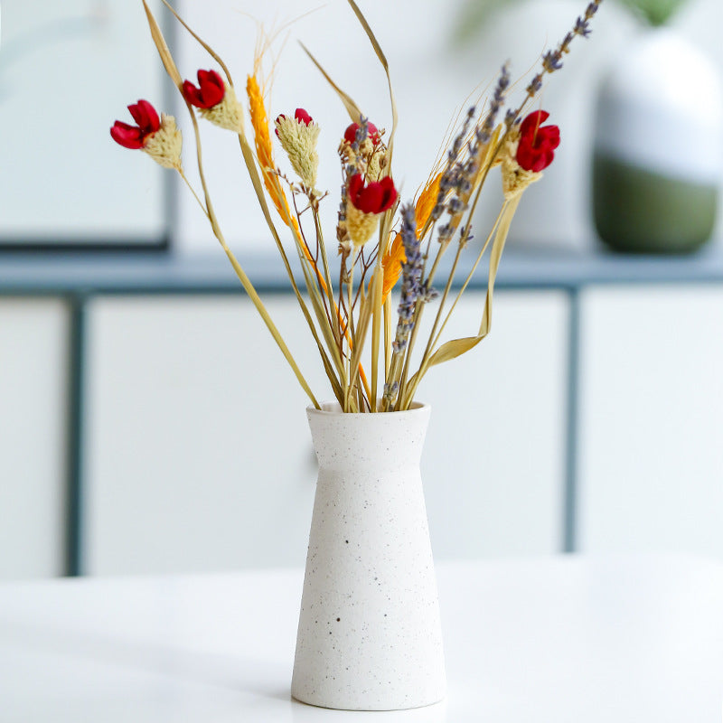 White Glazed Vase Living Room, Office, Bedroom Decor Flower Arrangement