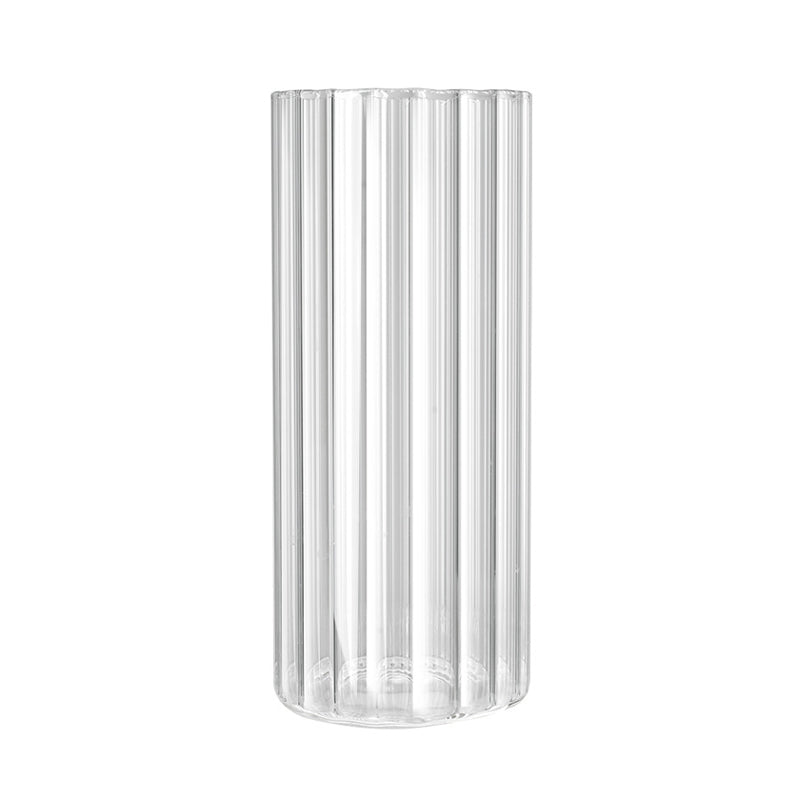 Vertical Stripes Glass Cylinder Vase Living Room, Kitchen, Office, Wedding Decor