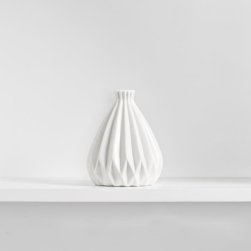 White Conical Vase Centerpiece Home Decor Floral Arrangement