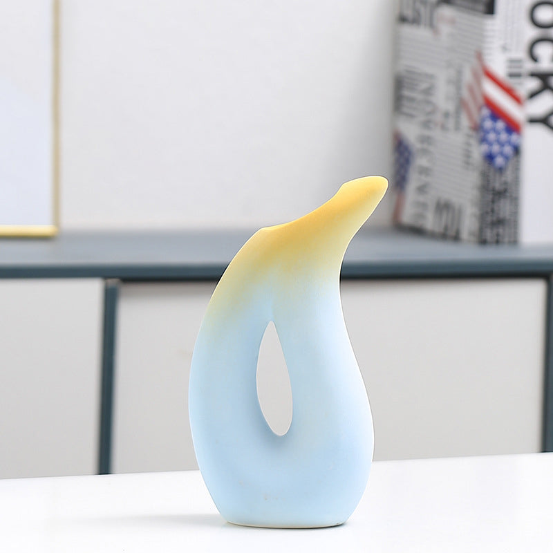 Creative Gradient Blue Yellow Vase Modern Home Decor, Model 1