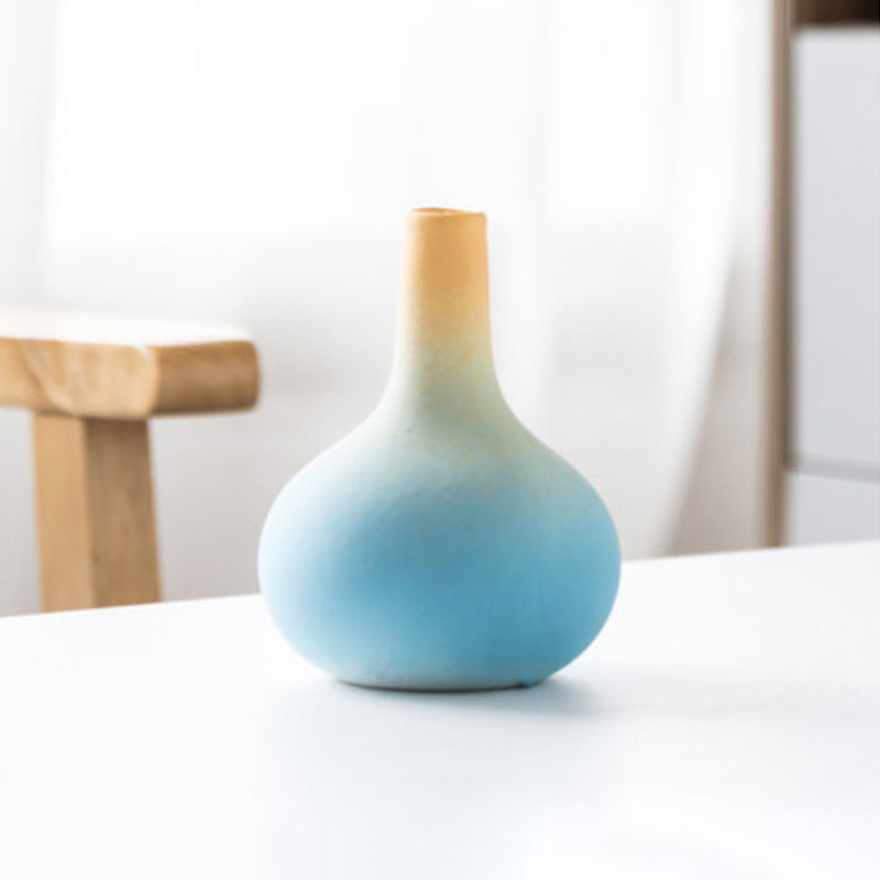 Gradient Blue Yellow Ceramic Vase Home Table Decor, Model 5