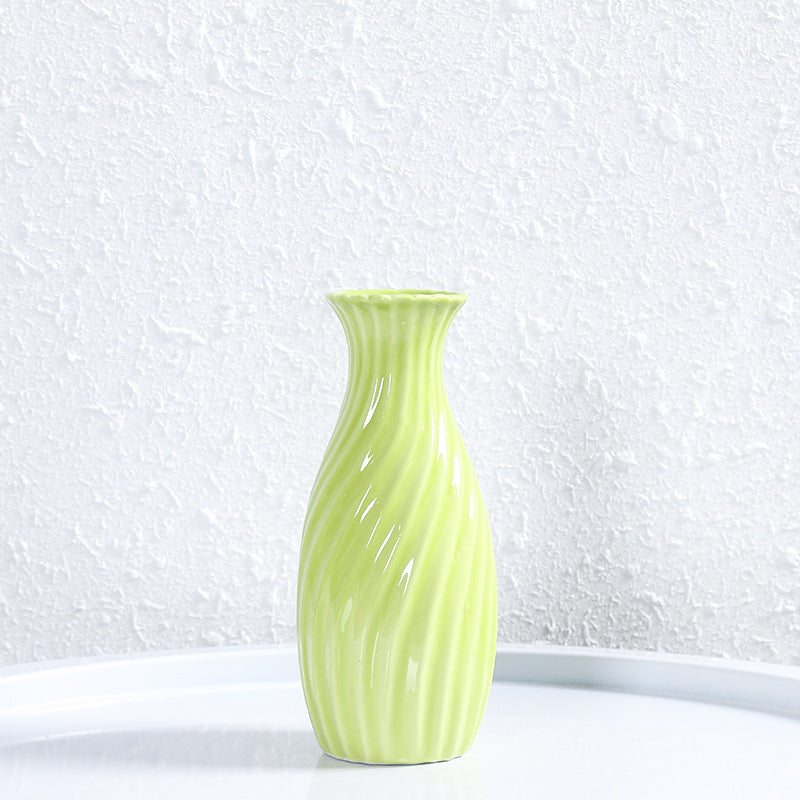 Green Modern Art Texture Vase Floral Arrangement Home Office Decor