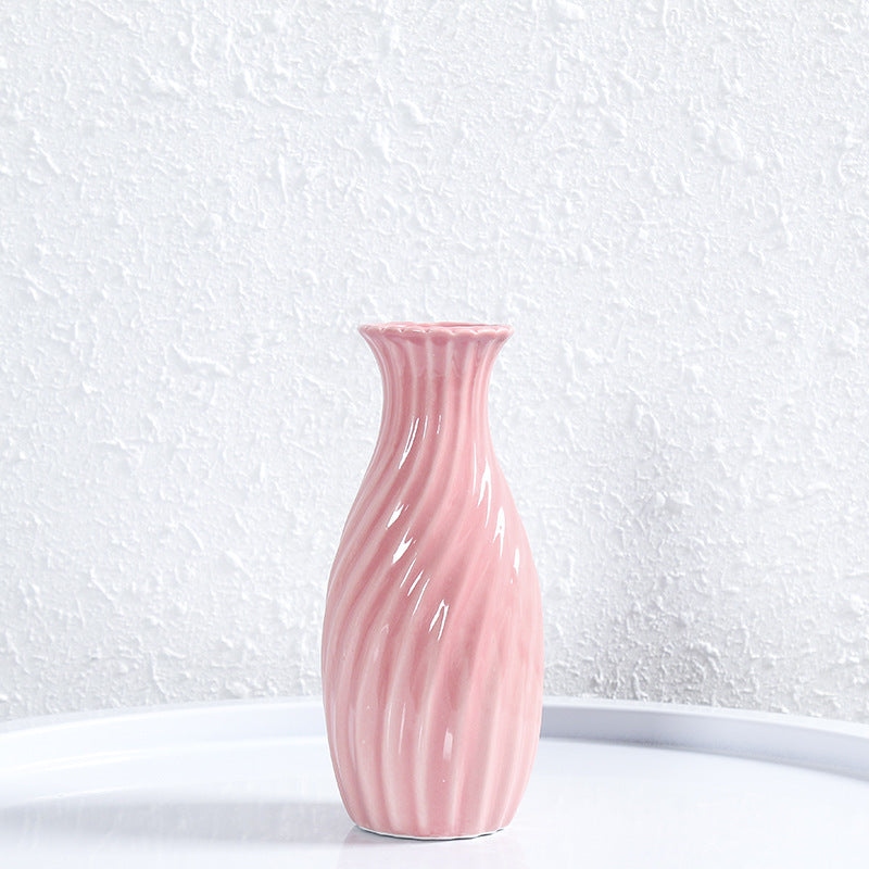 Pink Modern Art Texture Vase Floral Arrangement Home Office Decor