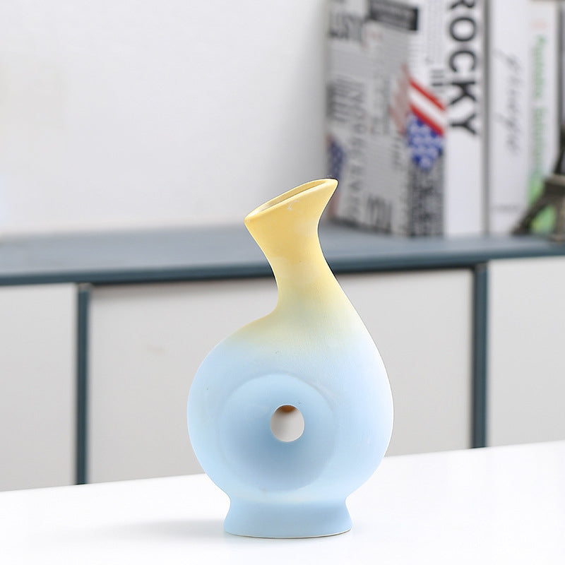 Creative Gradient Blue Yellow Vase Modern Home Decor, Model 2