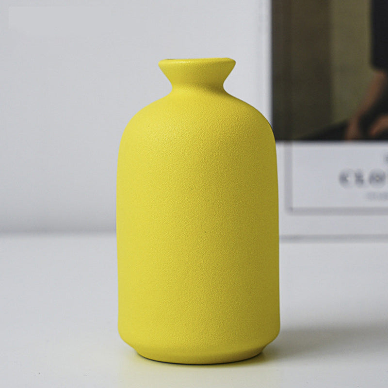 Yellow Modern Frosted Vase Home Decor Floral Arrangement, Model 3