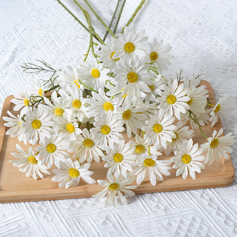 5 Heads Artificial Silk White Daisy Flowers Home Table Wedding Decor