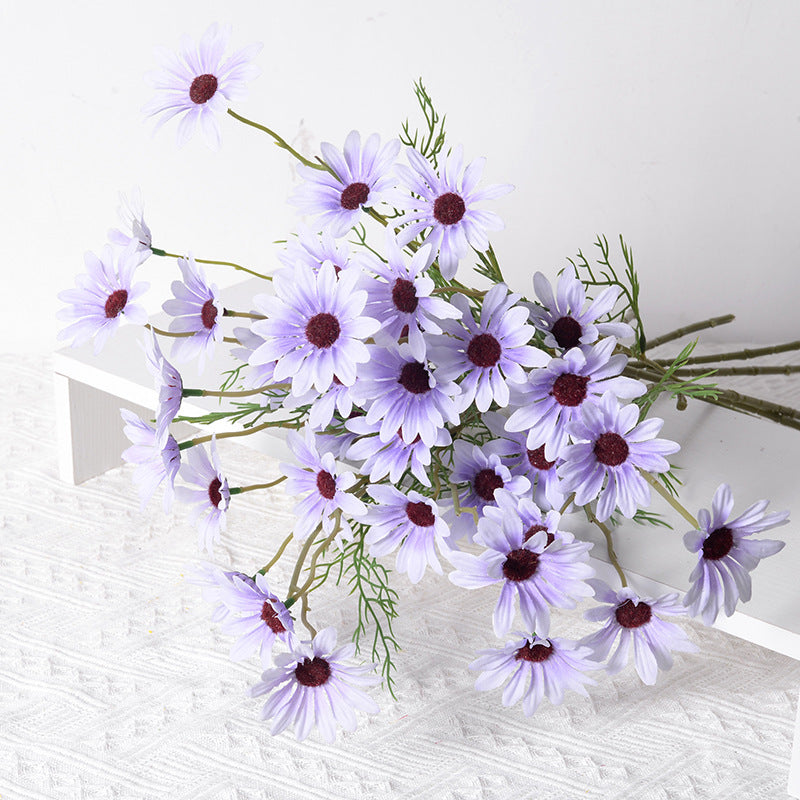 5 Heads Artificial Silk Bluish Violet Daisy Flowers Home Table Wedding Decor