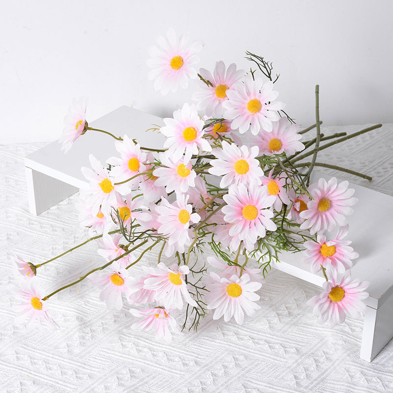 5 Heads Artificial Silk Pink Daisy Flowers Home Table Wedding Decor