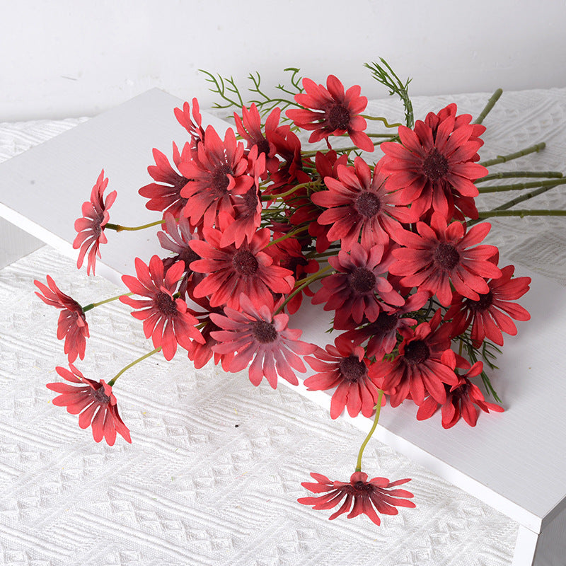 5 Heads Artificial Silk Red Daisy Flowers Home Table Wedding Decor