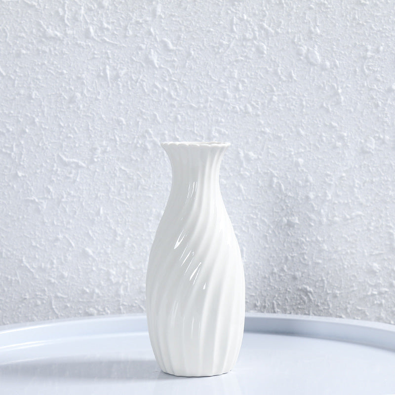 White Modern Art Texture Vase Floral Arrangement Home Office Decor