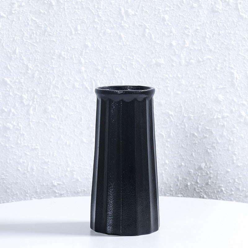 Black Vertical Grain Vase Modern Home Decor Living Room, Kitchen, Office