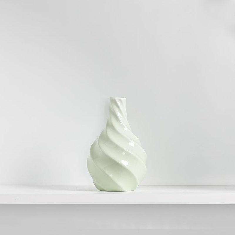 Cream Green Oblique Texture Vase Modern Creative Home Decor