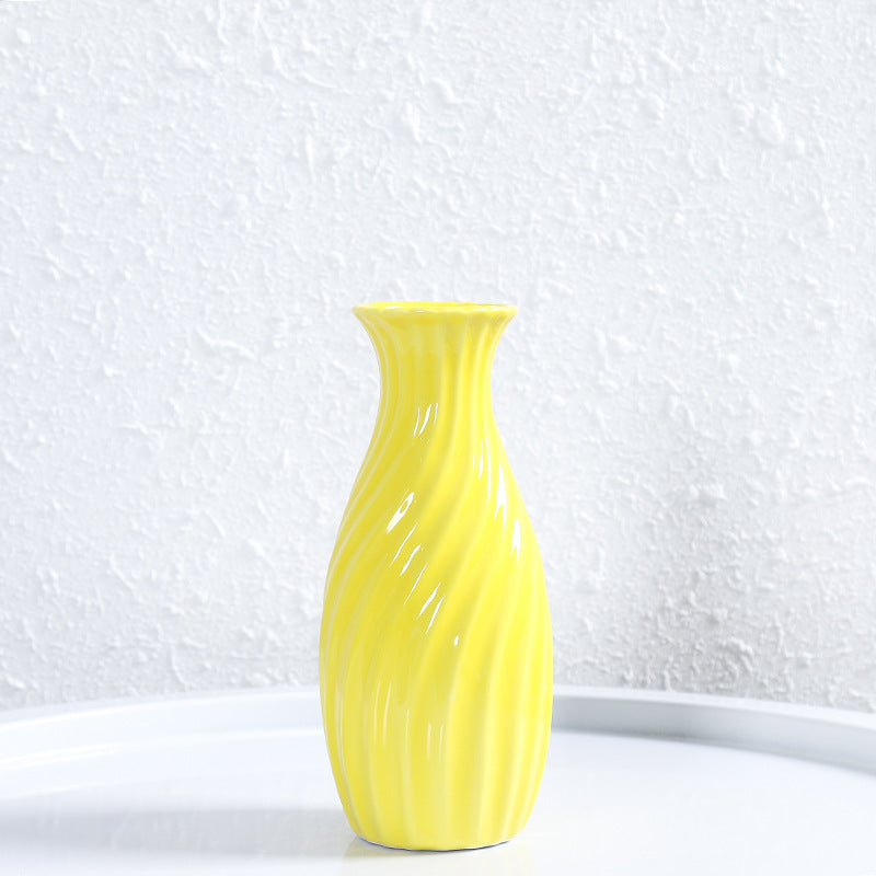 Yellow Modern Art Texture Vase Floral Arrangement Home Office Decor