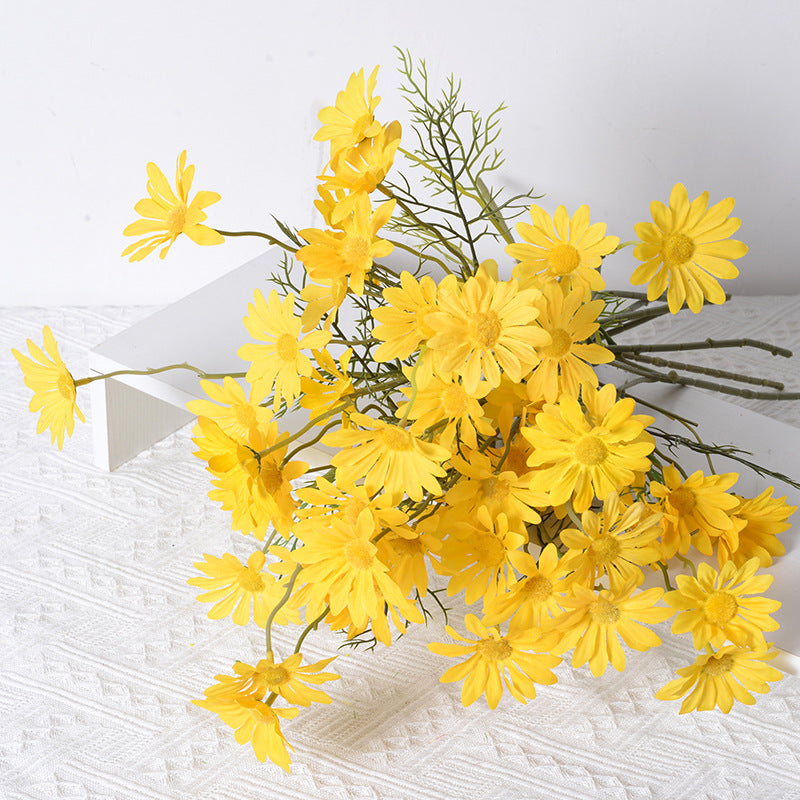 5 Heads Artificial Silk Yellow Daisy Flowers Home Table Wedding Decor