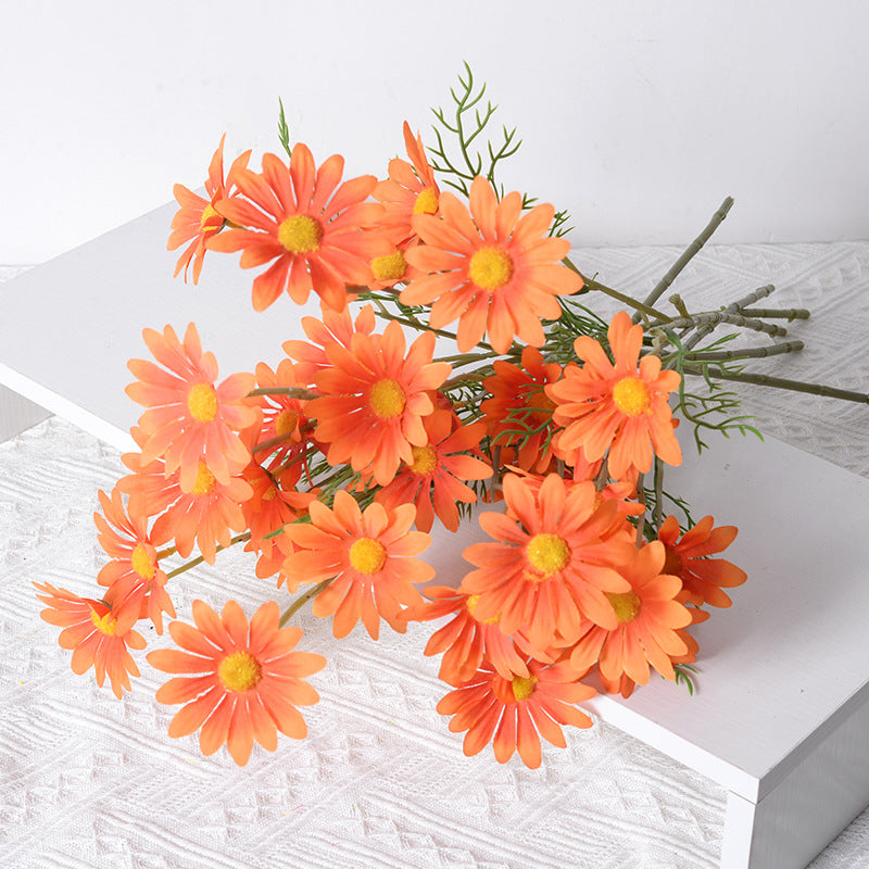 5 Heads Artificial Silk Orange Daisy Flowers Home Table Wedding Decor