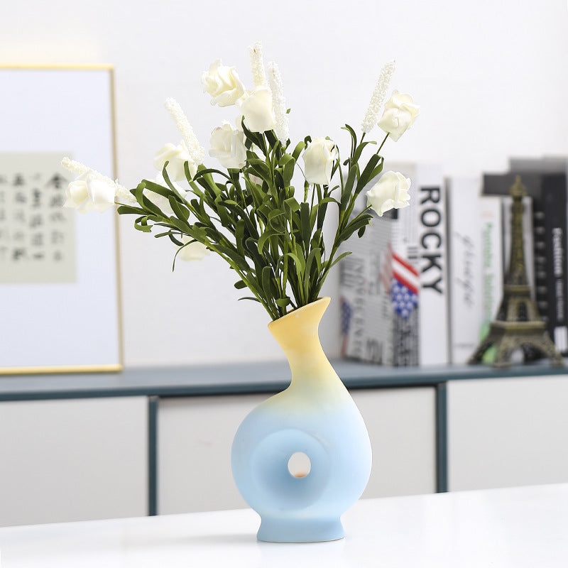 Creative Gradient Blue Yellow Vase Modern Home Decor, Model 2