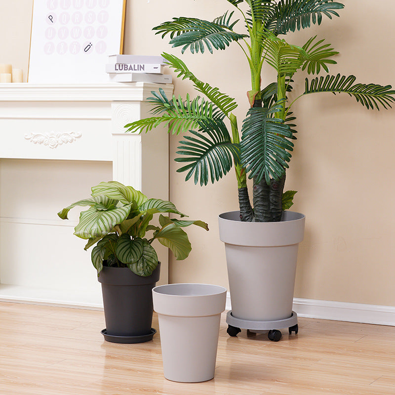 Light Grey Plastic Plant Pots Modern Decorative Planters Indoor Outdoor Flowerpots