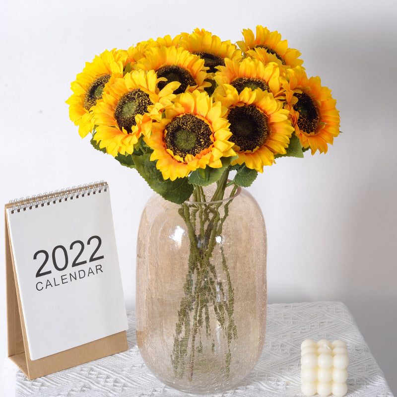 Artificial Sunflower Flowers Long Stem Silk Fake Sunflowers Floral Arrangement