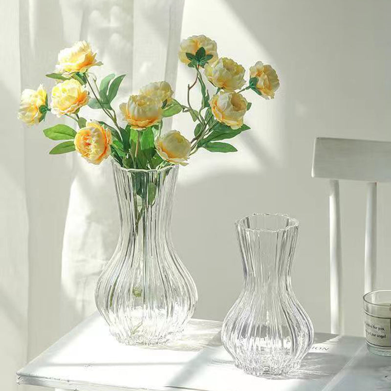 Clear Glass Bottle Vase Tabletop Centerpiece Decorative Flower Vase