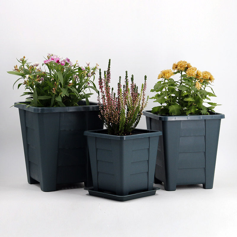 Modern Black Square Plant Pots Flowers Vegetables Herbs Planters Garden Decor