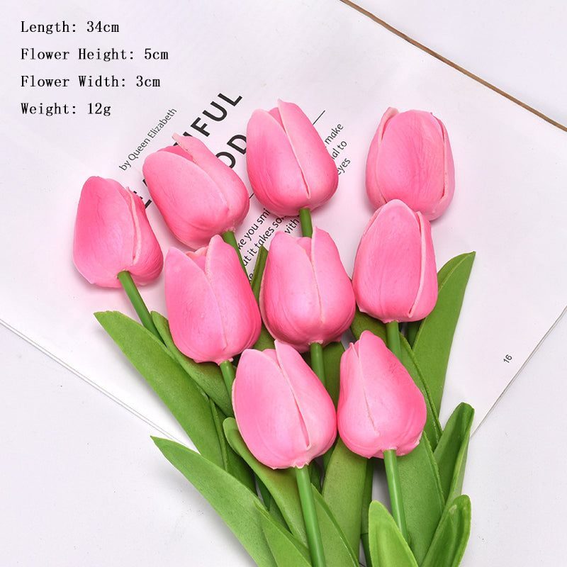 Artificial Pink Tulip Flowers PU Faux Tulip Home Office Wedding Decor