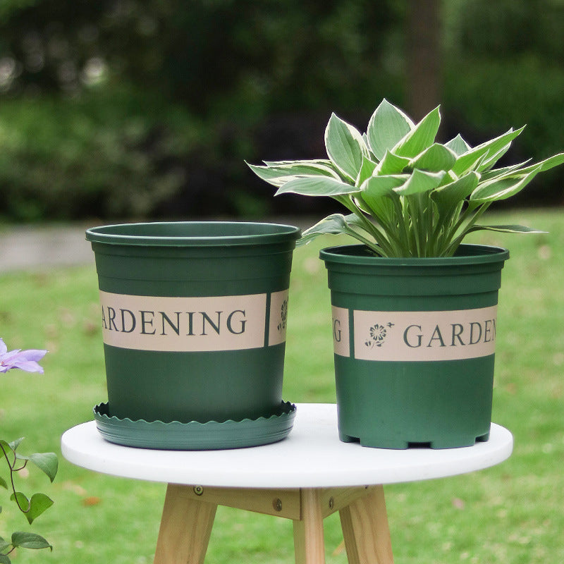 Garden Green Cylinder Plant Pots PP Resin Planters Outdoor Home Decor