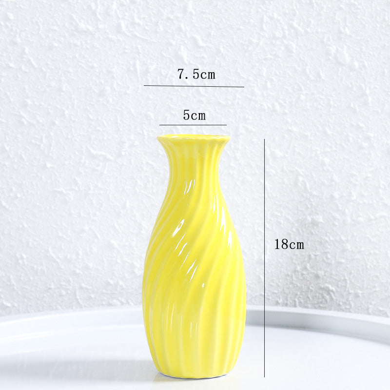 Yellow Modern Art Texture Vase Floral Arrangement Home Office Decor