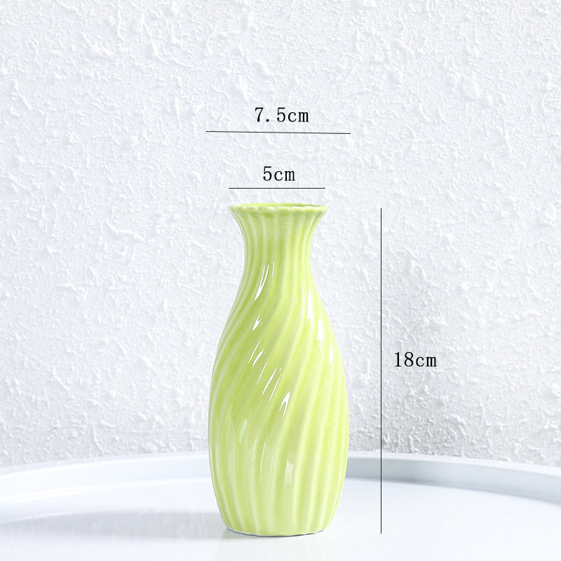 Green Modern Art Texture Vase Floral Arrangement Home Office Decor