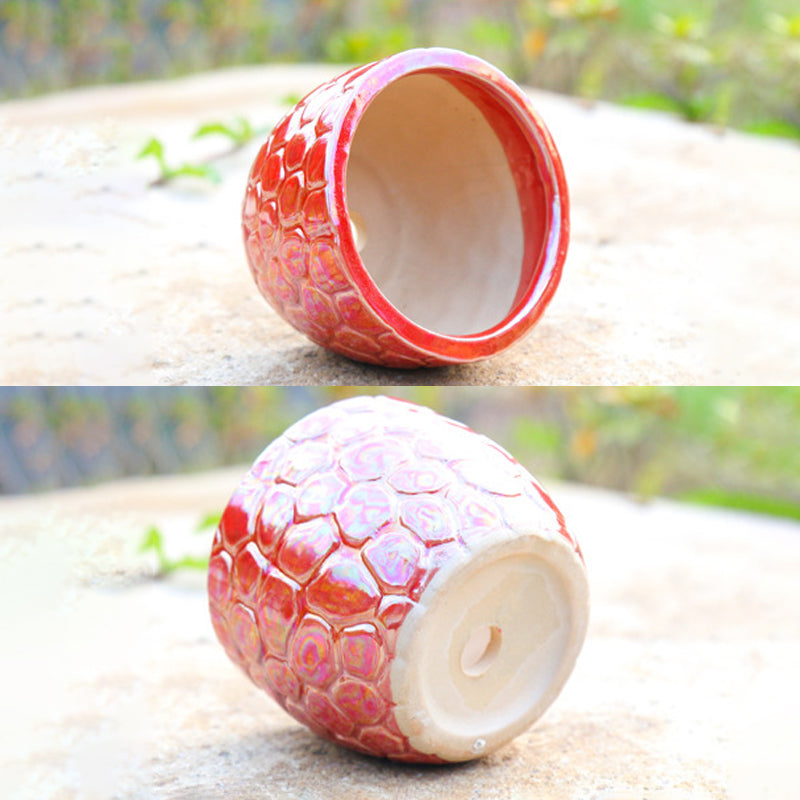 Red Honeycomb Texture Plant Pot Retro Creative Planter Home Garden Decor