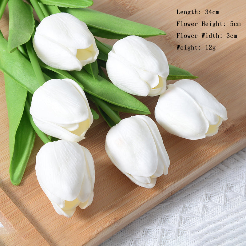 Artificial White Tulip Flowers PU Faux Tulip Home Office Wedding Decor