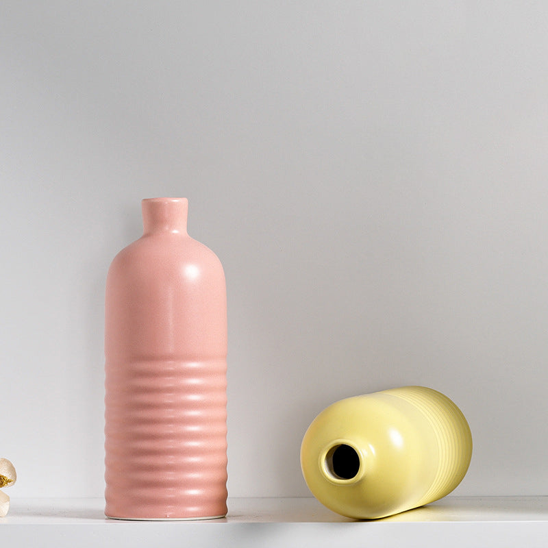 Pink Bottle Shape Vase Living Room, Kitchen, Office, Wedding Decor