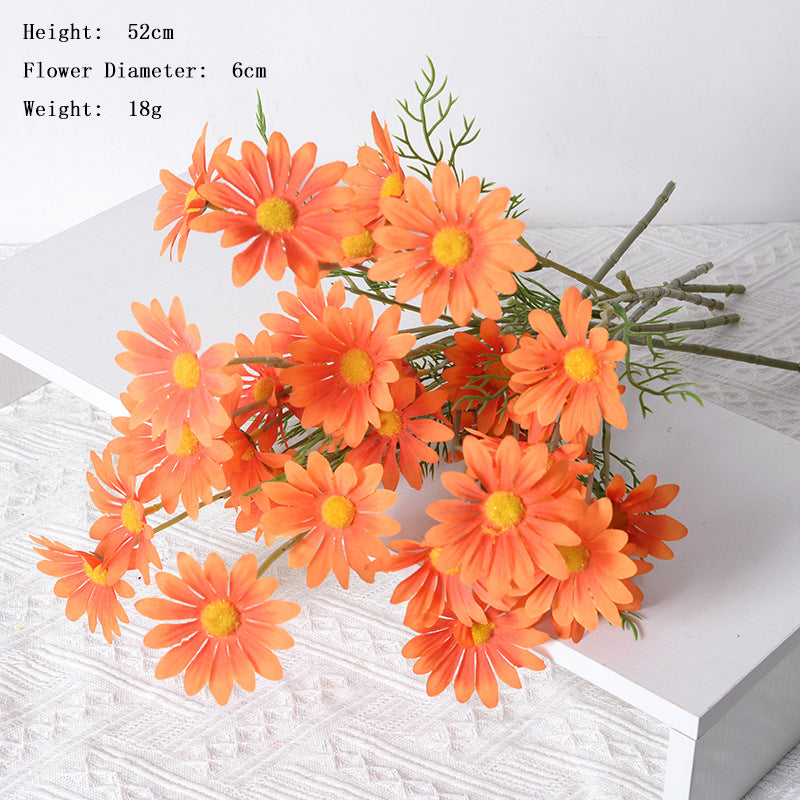 5 Heads Artificial Silk Orange Daisy Flowers Home Table Wedding Decor