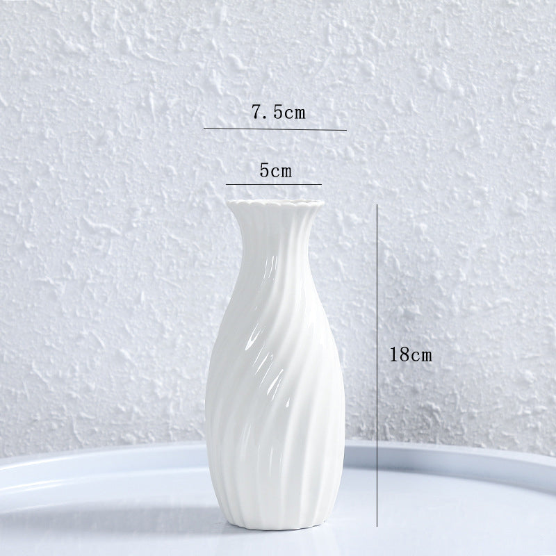 White Modern Art Texture Vase Floral Arrangement Home Office Decor