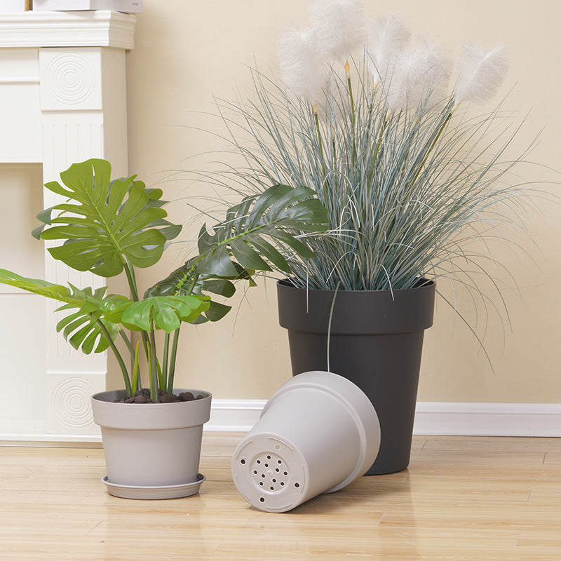 Light Grey Plastic Plant Pots Modern Decorative Planters Indoor Outdoor Flowerpots