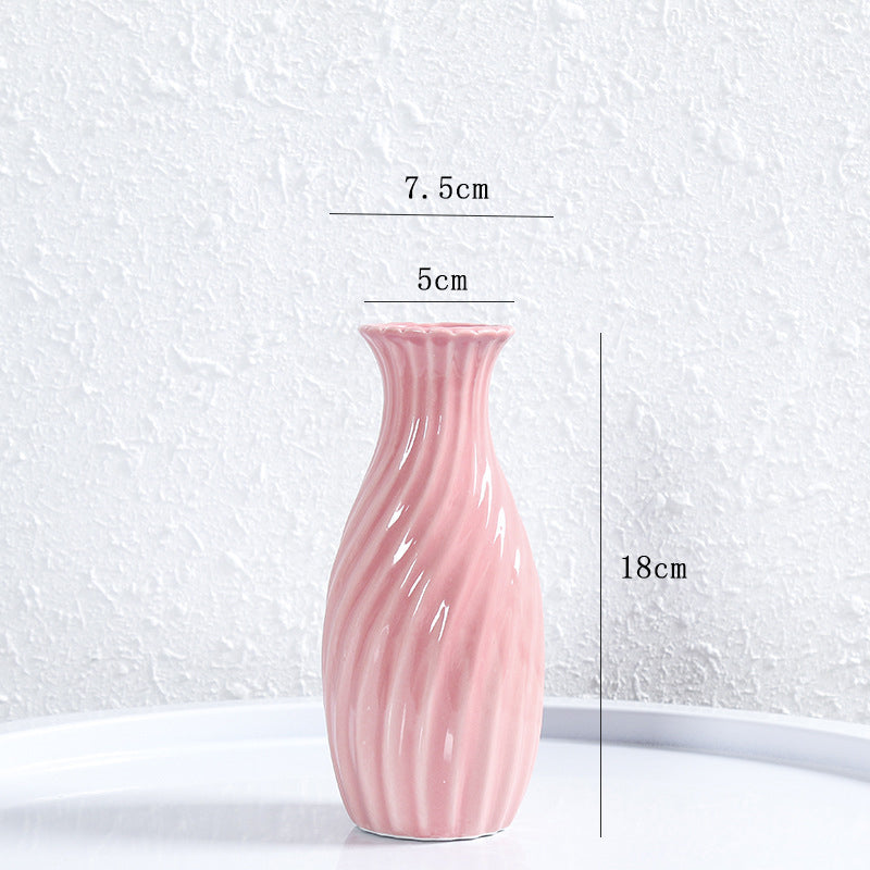 Pink Modern Art Texture Vase Floral Arrangement Home Office Decor