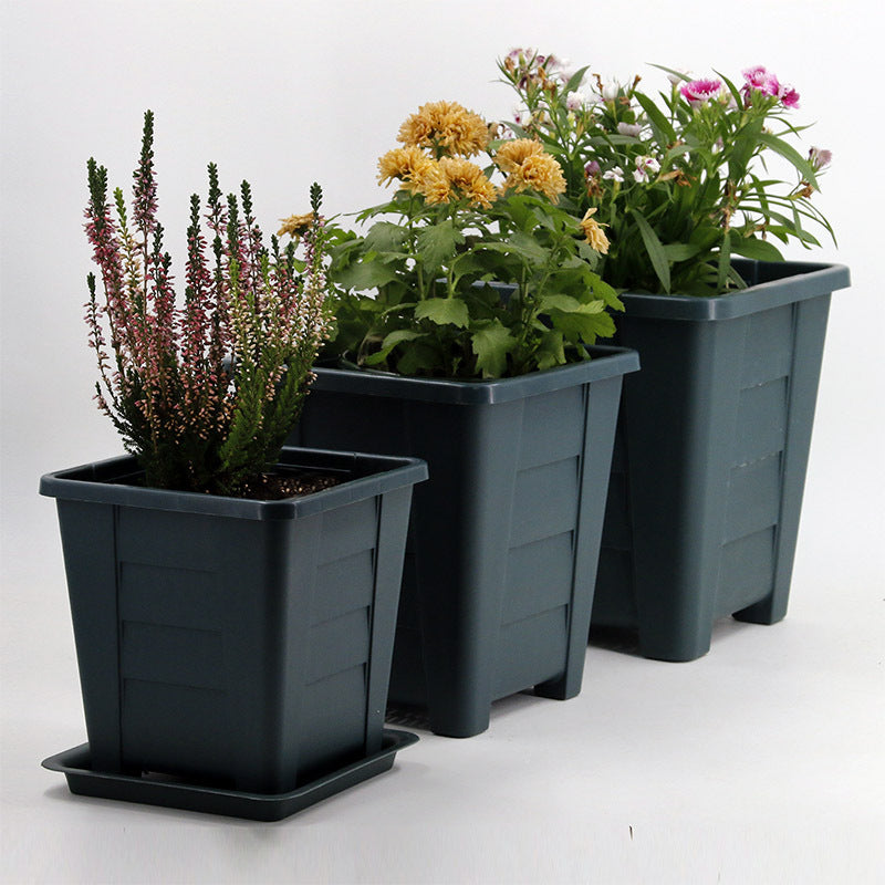 Modern Black Square Plant Pots Flowers Vegetables Herbs Planters Garden Decor