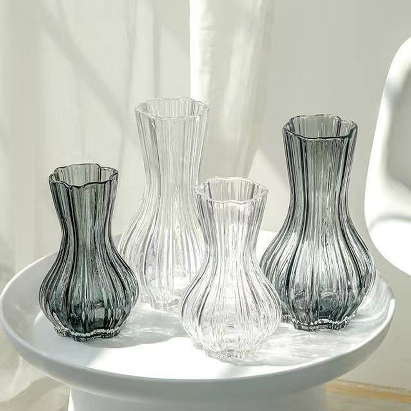 Clear Glass Bottle Vase Tabletop Centerpiece Decorative Flower Vase