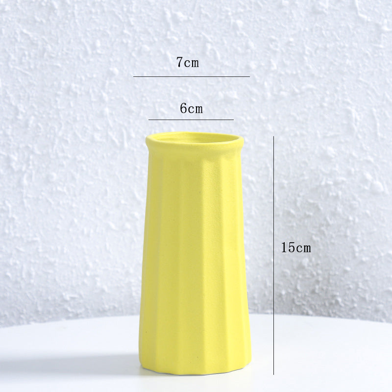 Yellow Vertical Grain Vase Modern Home Decor Living Room, Kitchen, Office