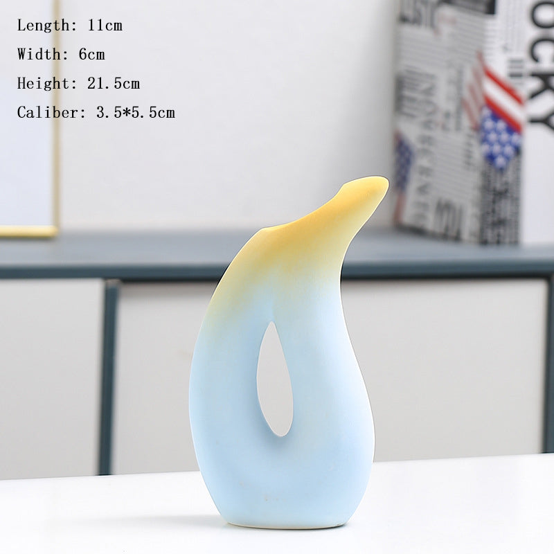 Creative Gradient Blue Yellow Vase Modern Home Decor, Model 1