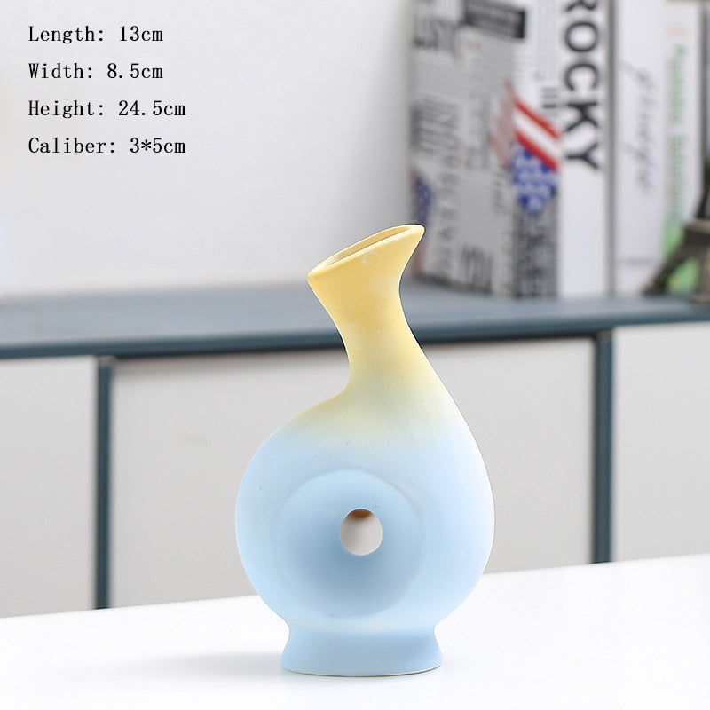 Creative Gradient Blue Yellow Vase Modern Home Decor, Model 2