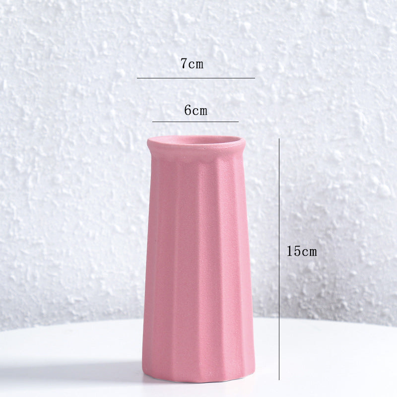 Pink Vertical Grain Vase Modern Home Decor Living Room, Kitchen, Office