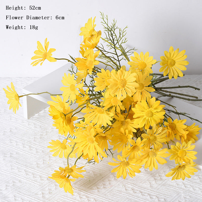 5 Heads Artificial Silk Yellow Daisy Flowers Home Table Wedding Decor