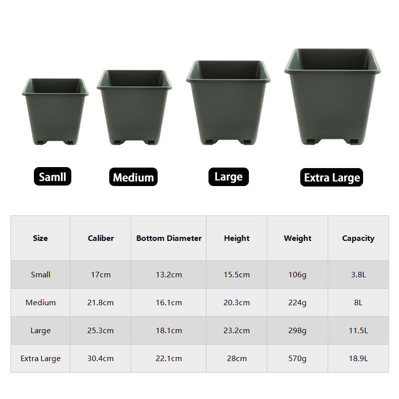 Dark Green Square Plant Pot Outdoor Garden Planter Flowers Vegetables Herbs