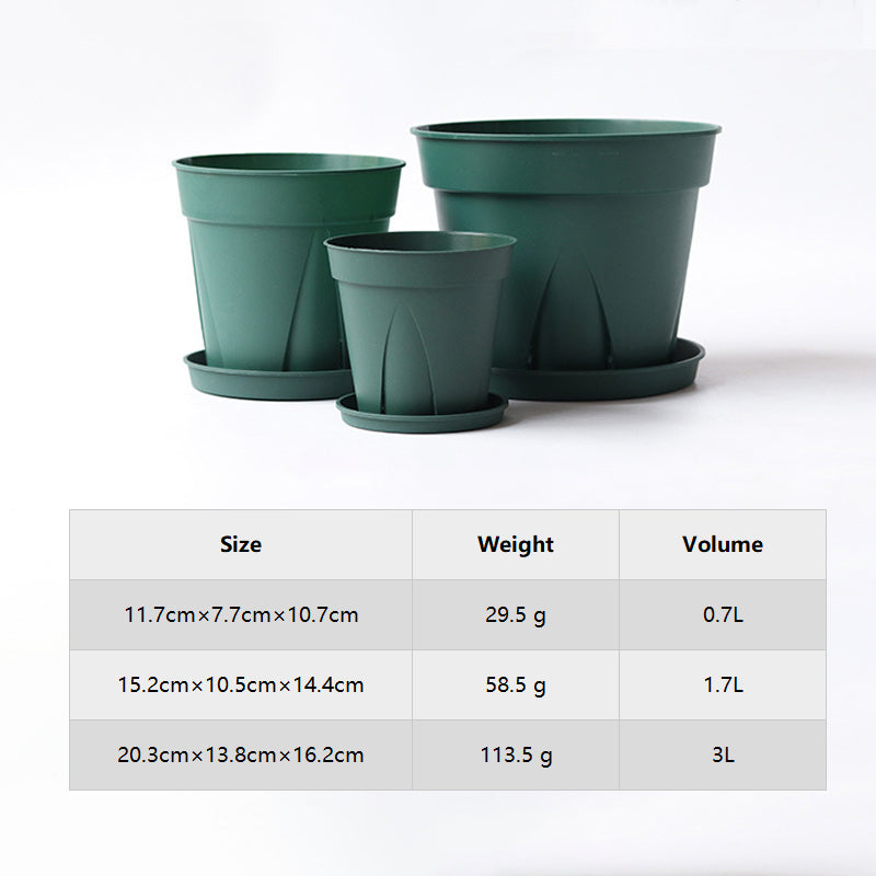 Dark Green Plastic Plant Pot With Saucer Flowers Vegetables Home Garden Decor