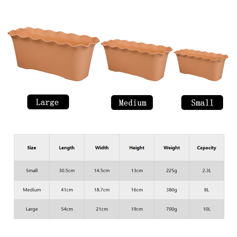 Light Brown Rectangular Plastic Plant Pot Outdoor Planter Home Garden Decor